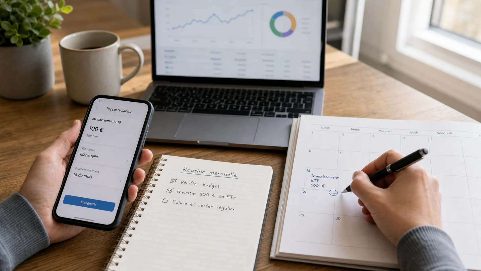 Routine de versement mensuel pour investir en ETF