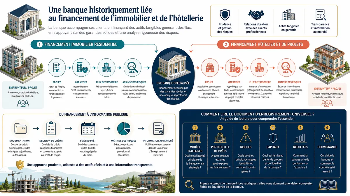 Infographie des financements immobiliers et hôteliers et des documents à analyser