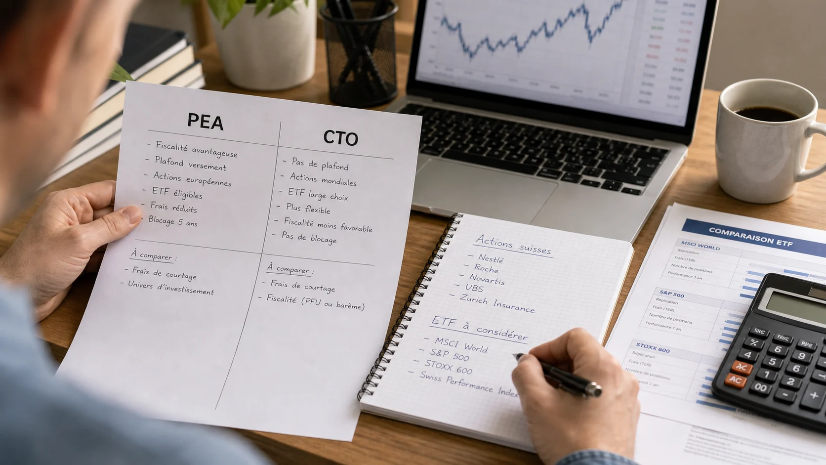 Comparaison PEA et CTO pour investir en Suisse