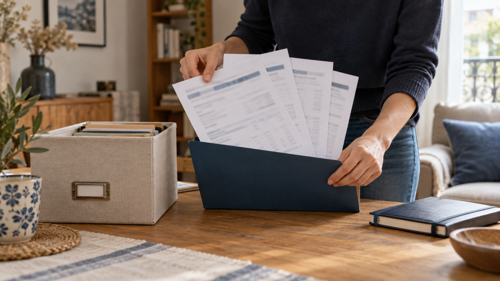 Documents bancaires rassemblés pour vérification