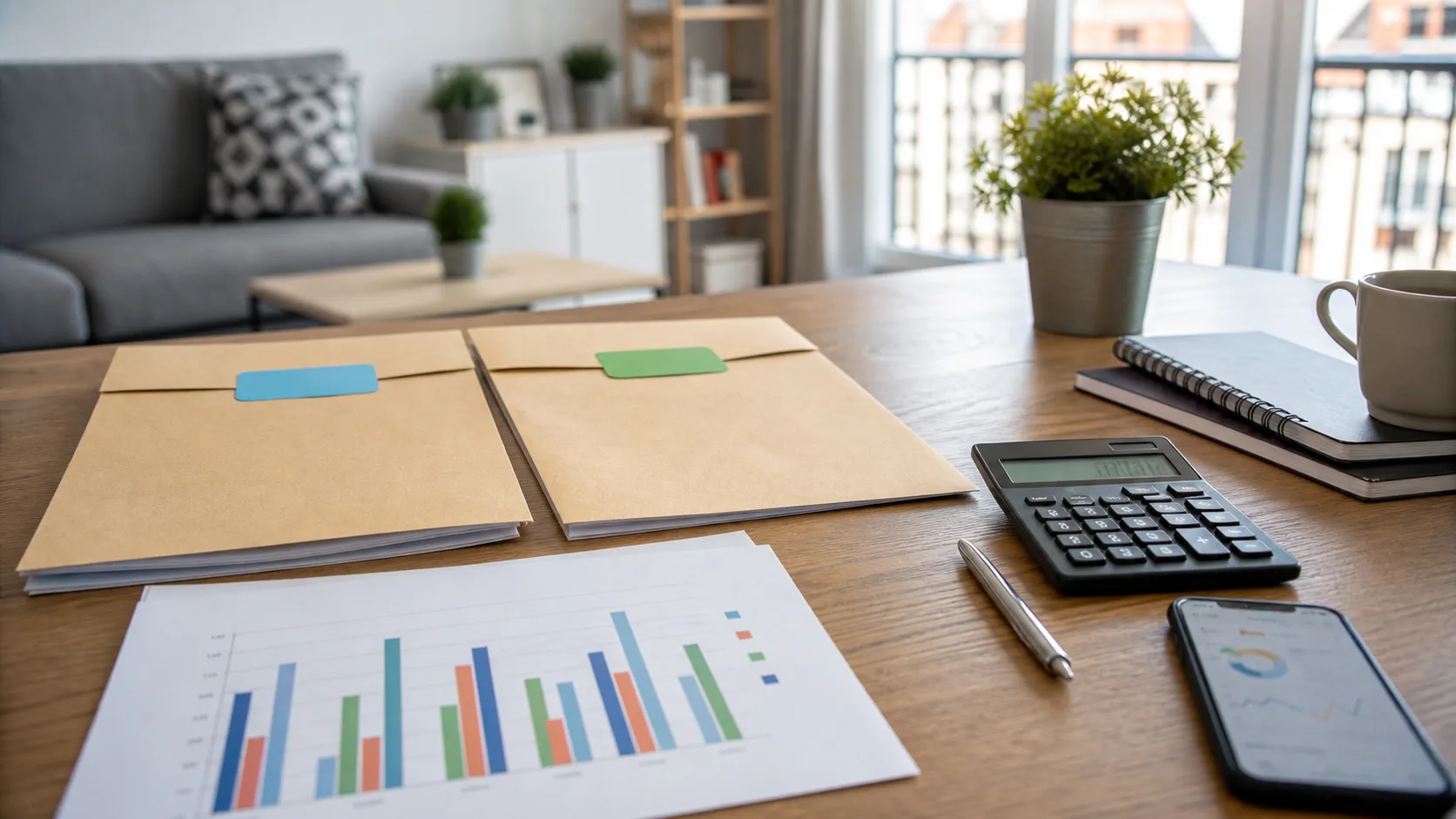 Dossiers et calculatrice pour comparer des enveloppes de placement