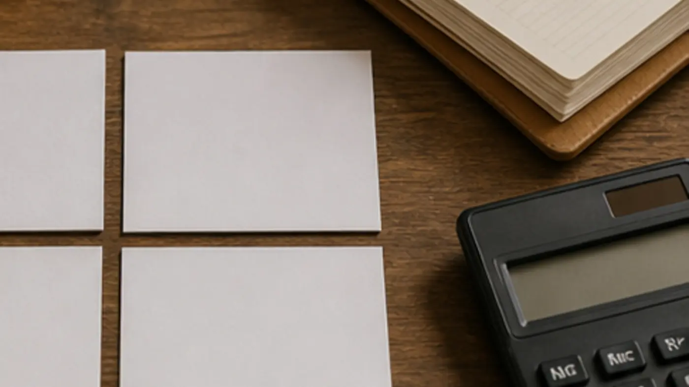 Cartes vierges représentant les couches de rendement locatif avec calculatrice