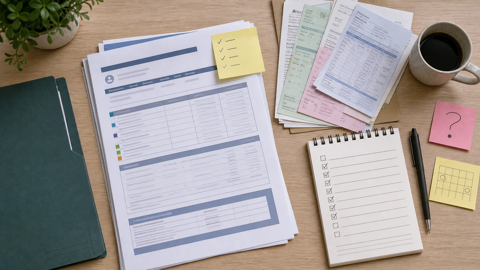 Dossier de relevé de carrière avec checklist de vérification des trimestres