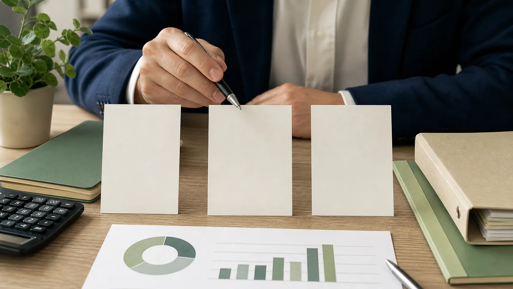 Cartes vierges et graphique abstrait pour comparer plusieurs solutions d épargne