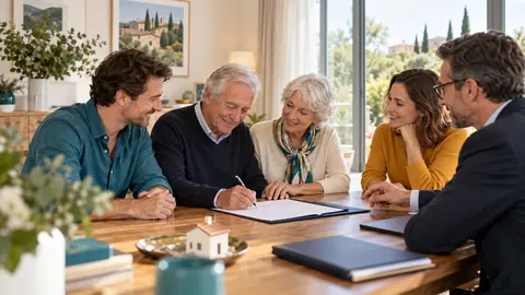 Signature d'une donation de nue-propriété en famille