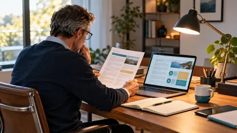 Un épargnant compare une notice de contrat et un document d'information sur les frais