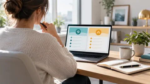 Investisseur comparant deux enveloppes d'investissement à l'écran