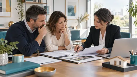 Couple en rendez-vous patrimonial sur un litige de démembrement