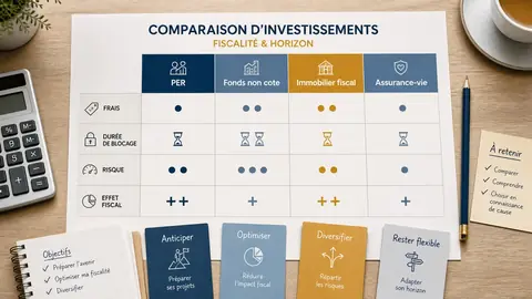 Matrice de comparaison de placements financiers de défiscalisation