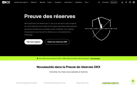 Capture : la page preuve de réserves du site d’OKX