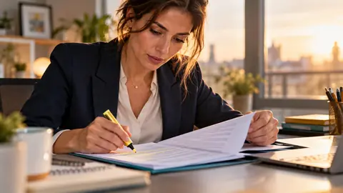 Personne relisant un contrat de prêt immobilier