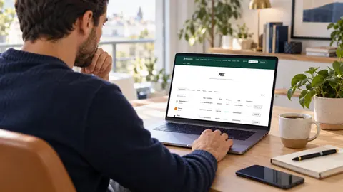 Personne consultant le site de Bitpanda sur son ordinateur portable