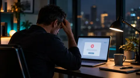 Épargnant devant un message d'erreur de retrait sur une plateforme crypto