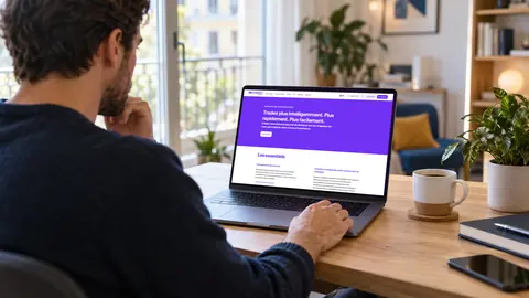 Personne consultant le site de Kraken sur son ordinateur portable