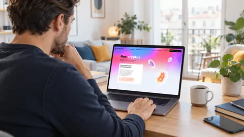 Personne consultant le site de Coinhouse sur son ordinateur portable