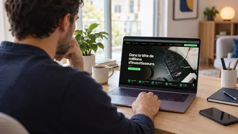 Personne consultant le site d’eToro sur son ordinateur portable