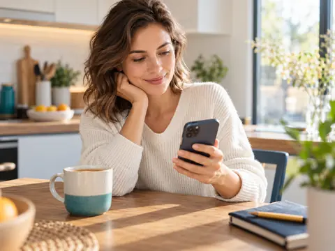 Personne consultant l'application Ma Banque du Crédit Agricole sur son téléphone