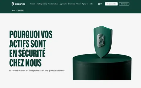 Page sécurité du site officiel de Bitpanda