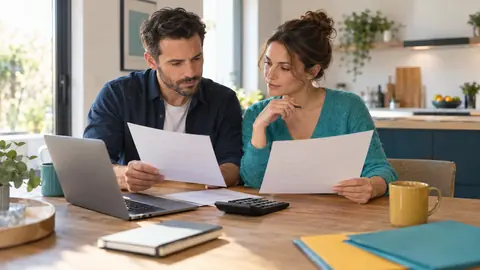 Couple comparant deux offres d'assurance vie avec un taux boosté
