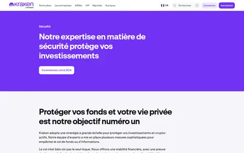 Capture : la page sécurité du site de Kraken