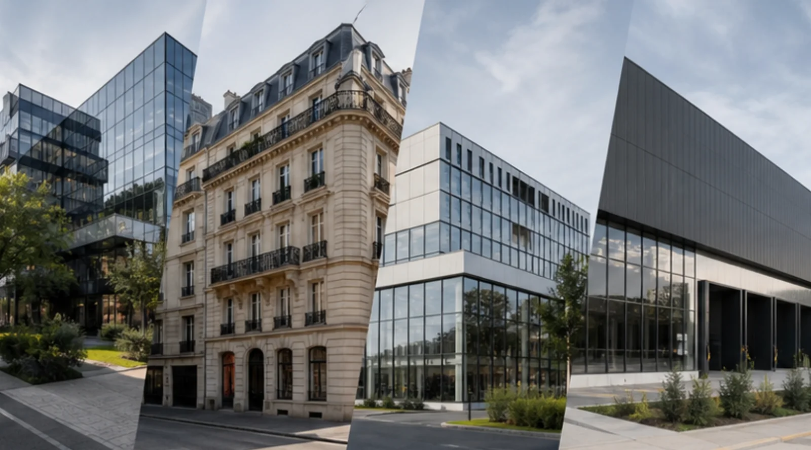 Patrimoine immobilier diversifié avec bureaux et immeubles urbains